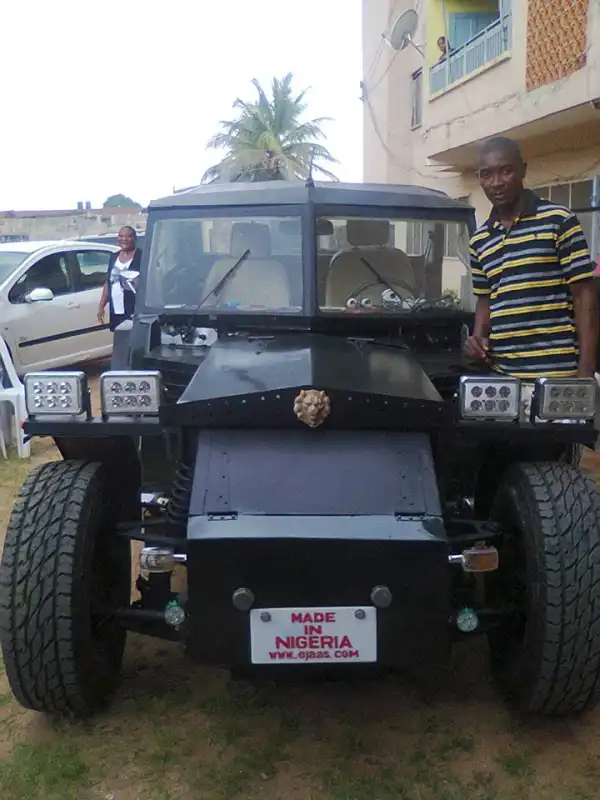 Nigerian Man Shows Off His Vehicle Made With Locally Sourced Materials. Photos